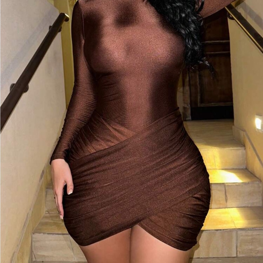 Elegant Brown Bodycon Dress